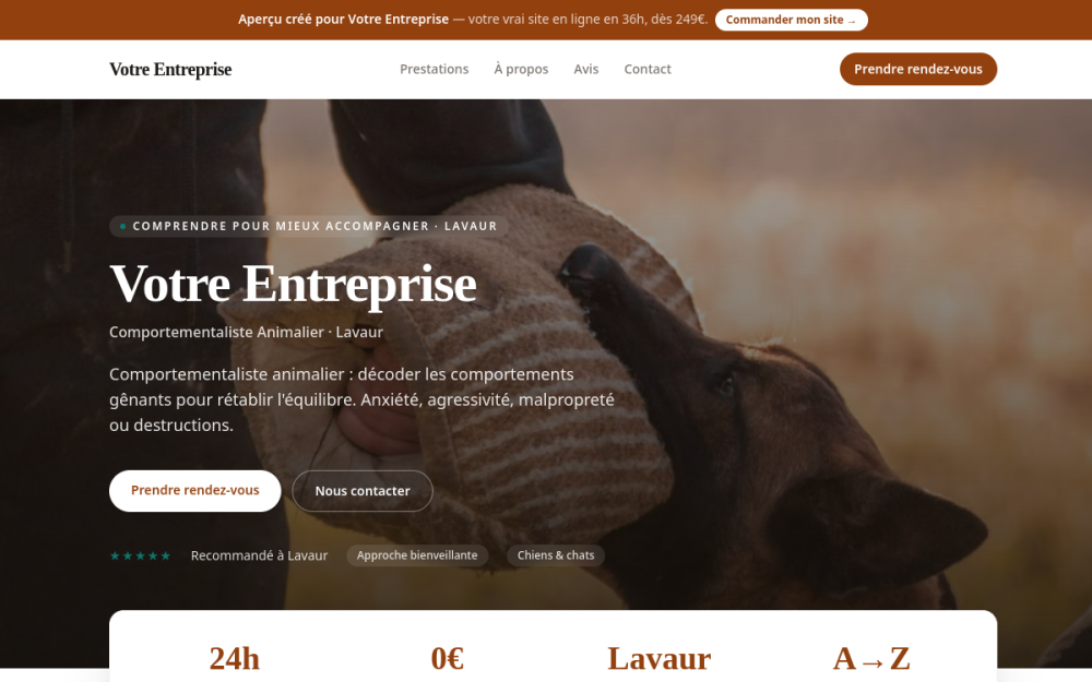 Agence digitale pour comportementaliste animalier à Lavaur — création de site internet comportementaliste animalier à Lavaur