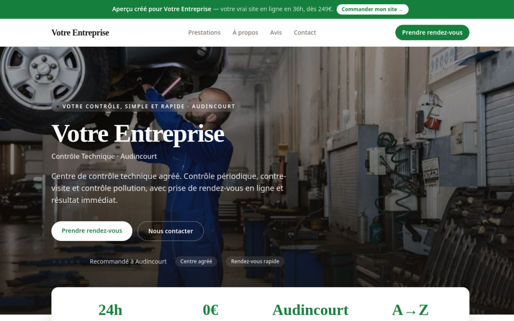 Agence digitale pour contrôle technique à Audincourt — création de site internet contrôle technique à Audincourt