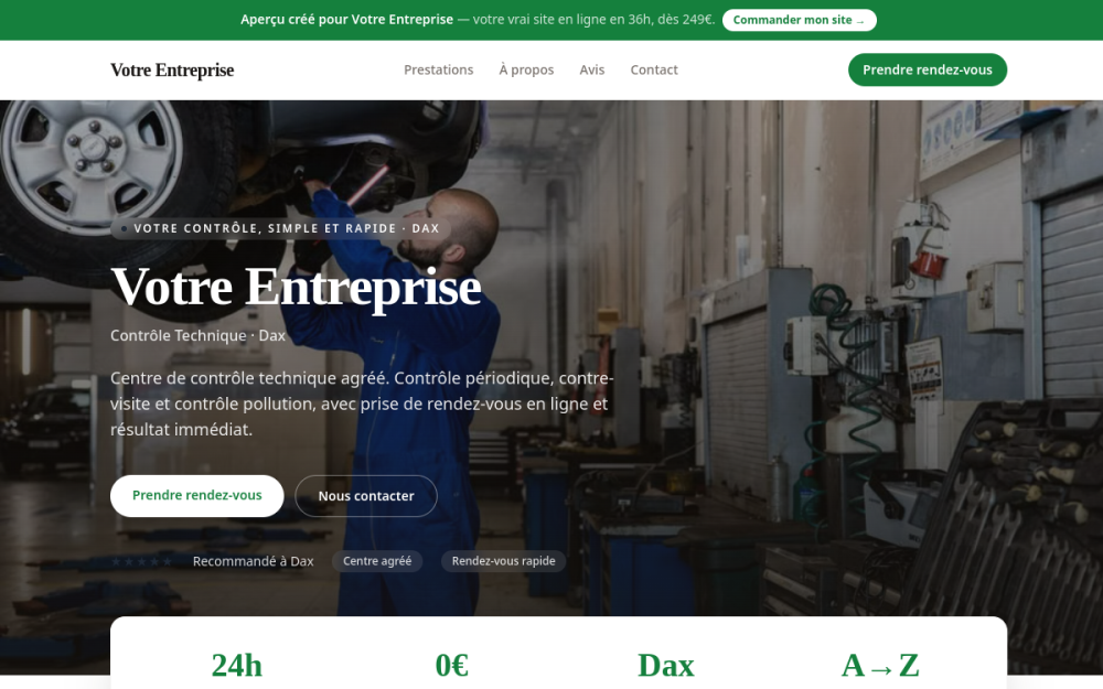 Agence digitale pour contrôle technique à Dax — création de site internet contrôle technique à Dax