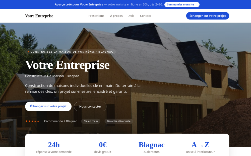 Agence digitale pour constructeur de maison à Blagnac — création de site internet constructeur de maison à Blagnac