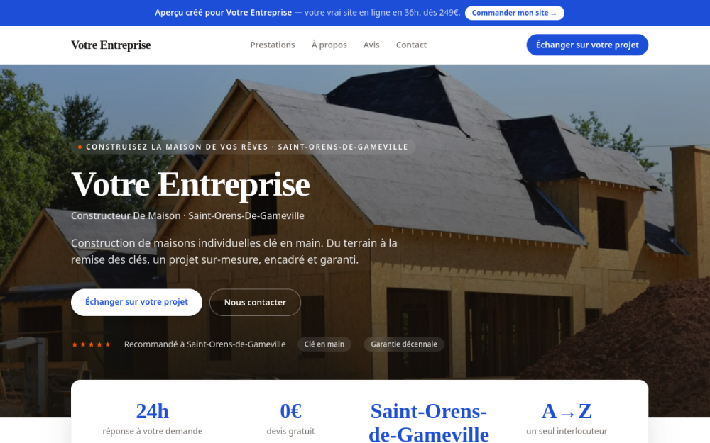 Agence digitale pour constructeur de maison à Saint-Orens-de-Gameville — création de site internet constructeur de maison à Saint-Orens-de-Gameville