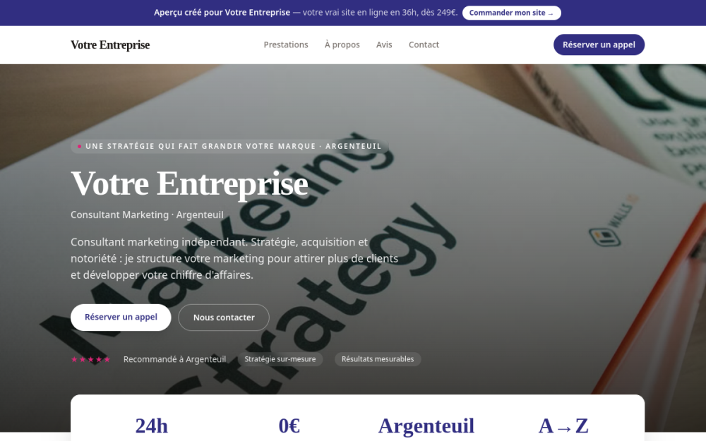 Agence digitale pour consultant marketing à Argenteuil — création de site internet consultant marketing à Argenteuil
