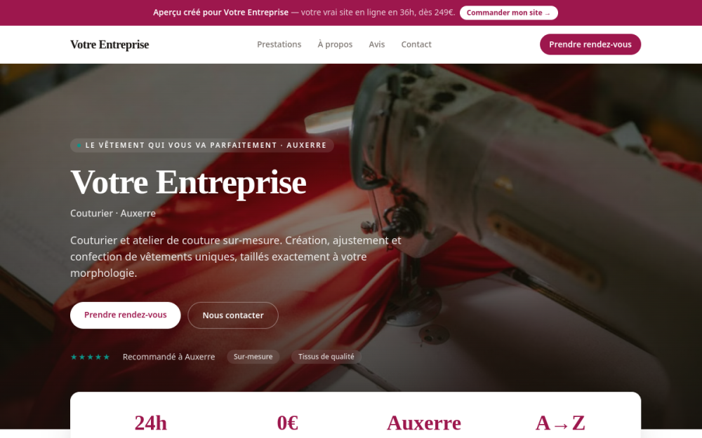 Agence digitale pour couturier à Auxerre — création de site internet couturier à Auxerre