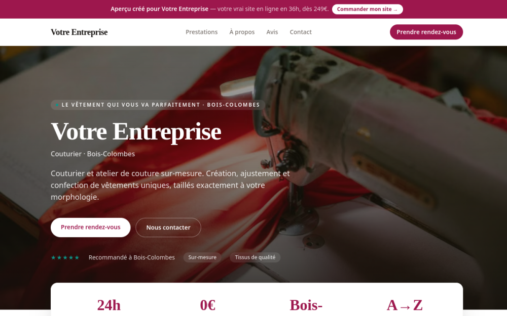 Agence digitale pour couturier à Bois-Colombes — création de site internet couturier à Bois-Colombes