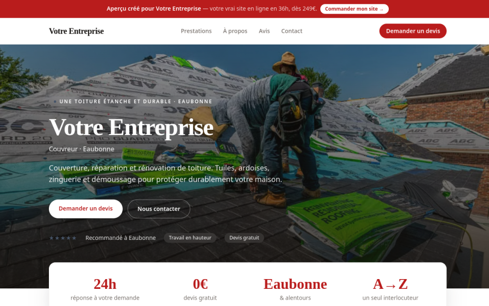 Agence digitale pour couvreur à Eaubonne — création de site internet couvreur à Eaubonne