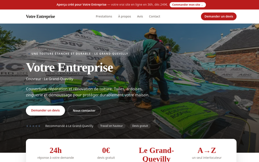 Agence digitale pour couvreur à Le Grand-Quevilly — création de site internet couvreur à Le Grand-Quevilly