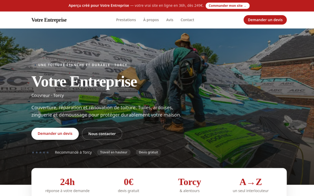 Agence digitale pour couvreur à Torcy — création de site internet couvreur à Torcy