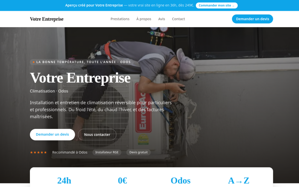 Agence digitale pour climatisation à Odos — création de site internet climatisation à Odos