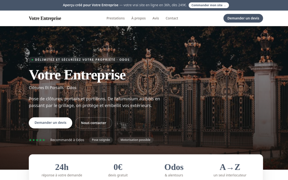 Agence digitale pour clôtures et portails à Odos — création de site internet clôtures et portails à Odos