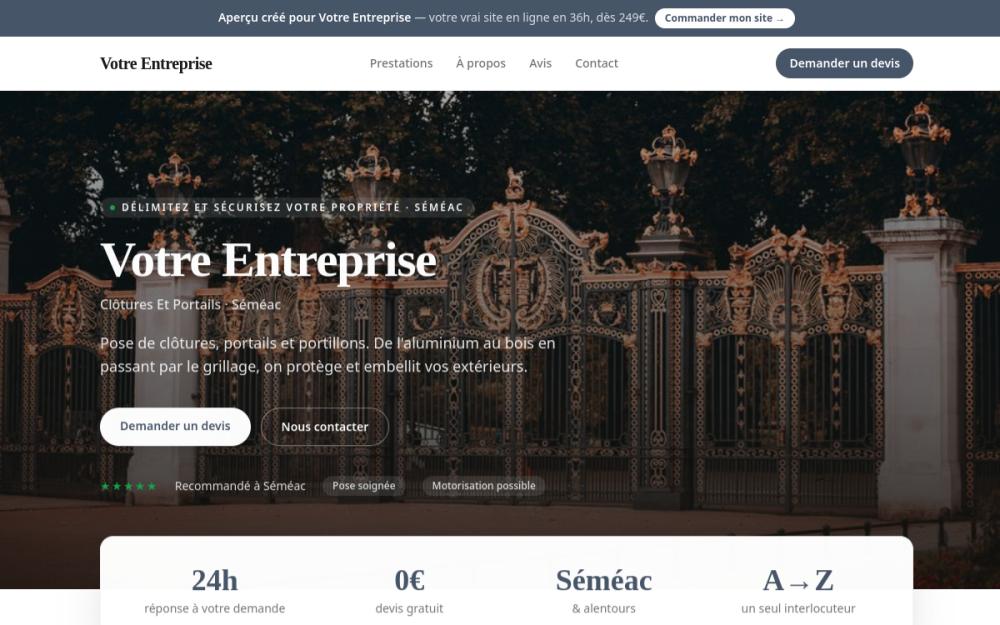 Agence digitale pour clôtures et portails à Séméac — création de site internet clôtures et portails à Séméac