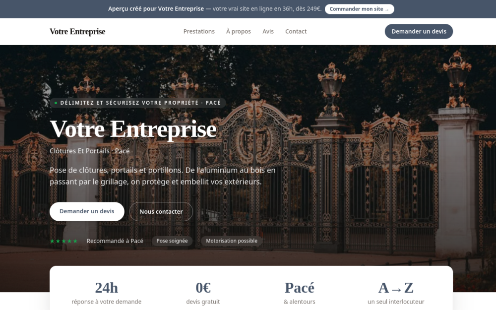 Agence digitale pour clôtures et portails à Pacé — création de site internet clôtures et portails à Pacé