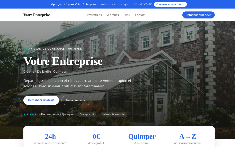 Agence digitale pour création de jardin à Quimper — création de site internet création de jardin à Quimper
