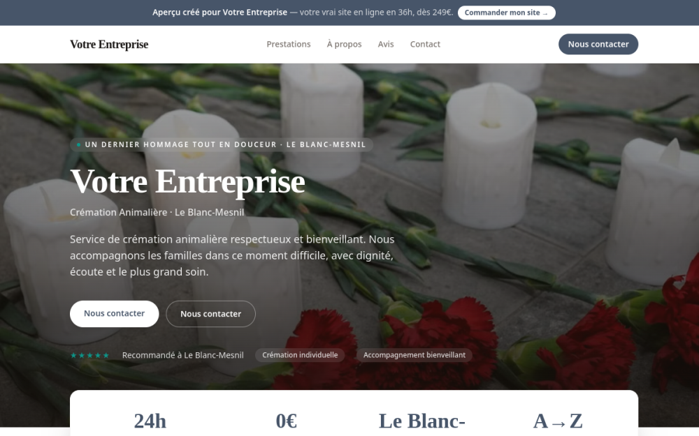 Agence digitale pour crémation animalière à Le Blanc-Mesnil — création de site internet crémation animalière à Le Blanc-Mesnil