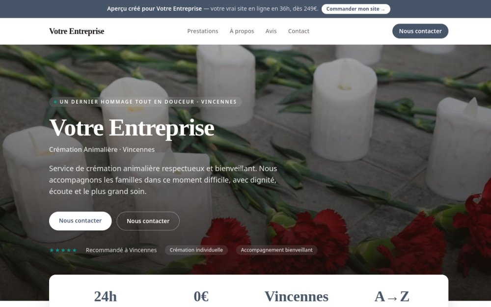 Agence digitale pour crémation animalière à Vincennes — création de site internet crémation animalière à Vincennes
