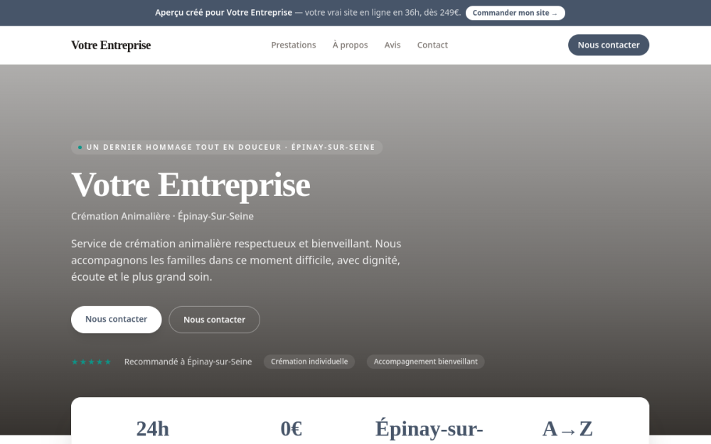Agence digitale pour crémation animalière à Épinay-sur-Seine — création de site internet crémation animalière à Épinay-sur-Seine