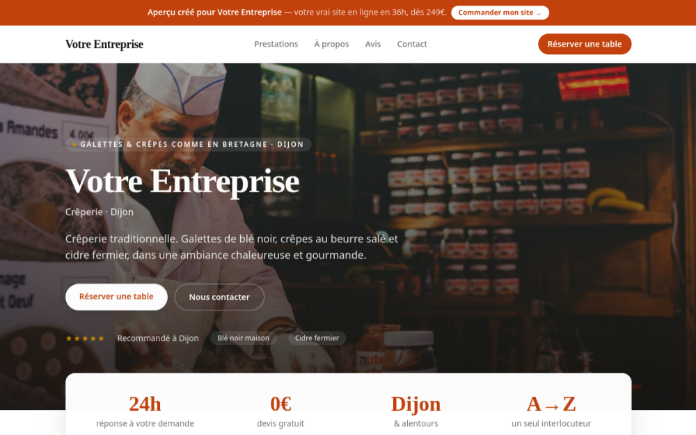 Agence digitale pour crêperie à Dijon — création de site internet crêperie à Dijon