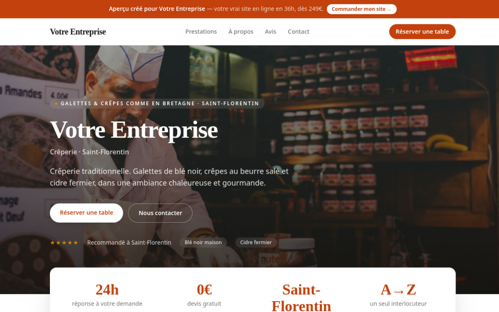 Agence digitale pour crêperie à Saint-Florentin — création de site internet crêperie à Saint-Florentin