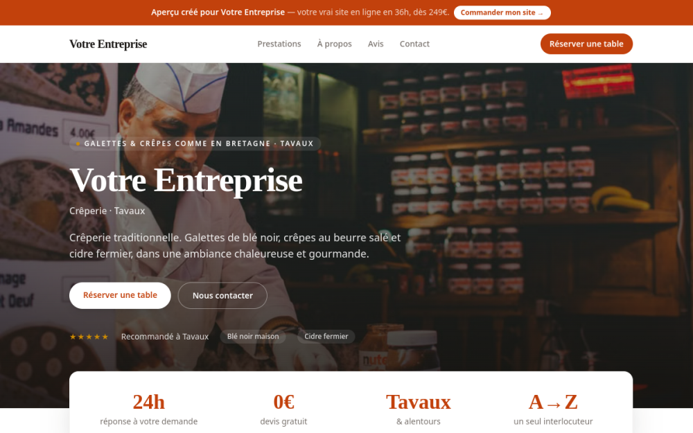 Agence digitale pour crêperie à Tavaux — création de site internet crêperie à Tavaux