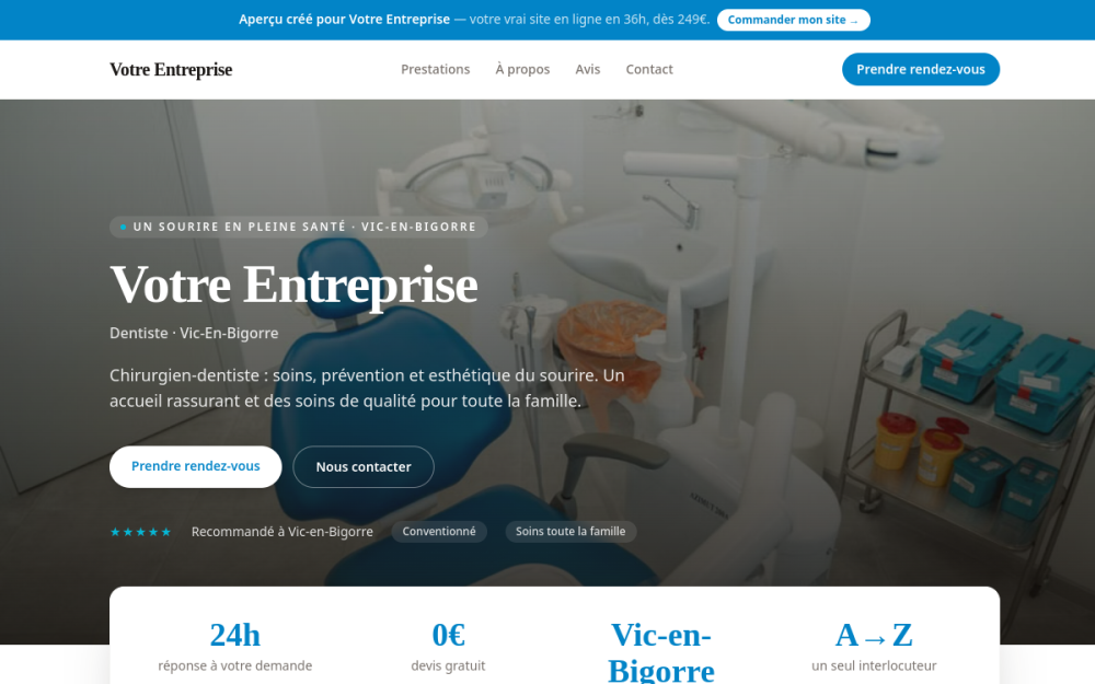 Agence digitale pour dentiste à Vic-en-Bigorre — création de site internet dentiste à Vic-en-Bigorre