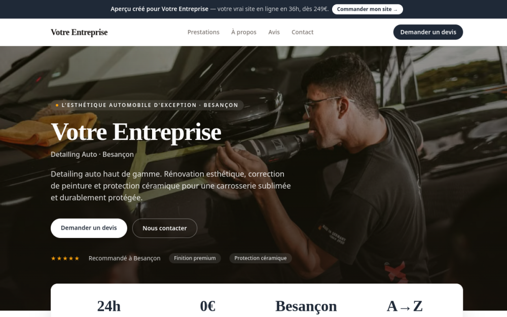 Agence digitale pour detailing auto à Besançon — création de site internet detailing auto à Besançon