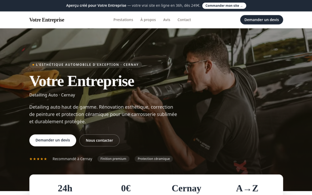 Agence digitale pour detailing auto à Cernay — création de site internet detailing auto à Cernay