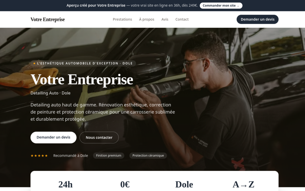 Agence digitale pour detailing auto à Dole — création de site internet detailing auto à Dole