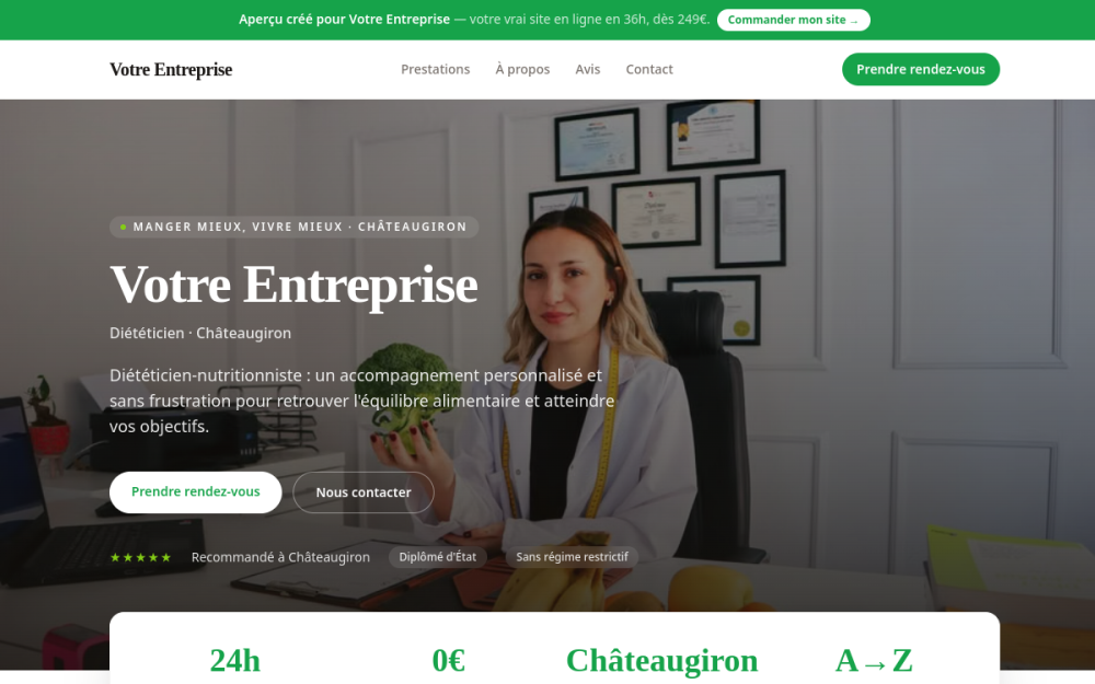 Agence digitale pour diététicien à Châteaugiron — création de site internet diététicien à Châteaugiron