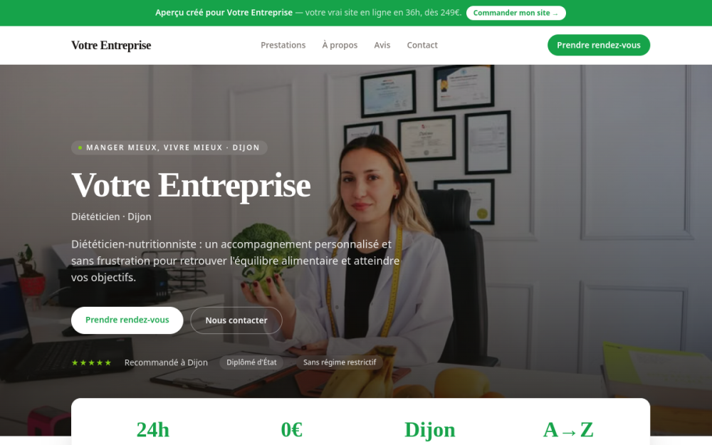 Agence digitale pour diététicien à Dijon — création de site internet diététicien à Dijon
