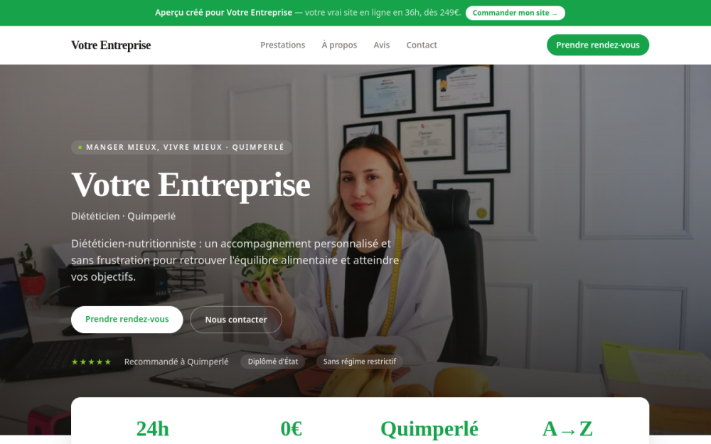 Agence digitale pour diététicien à Quimperlé — création de site internet diététicien à Quimperlé