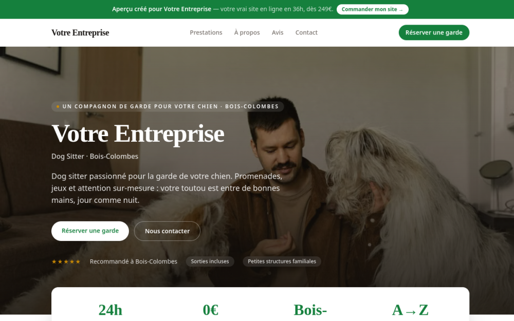 Agence digitale pour dog sitter à Bois-Colombes — création de site internet dog sitter à Bois-Colombes