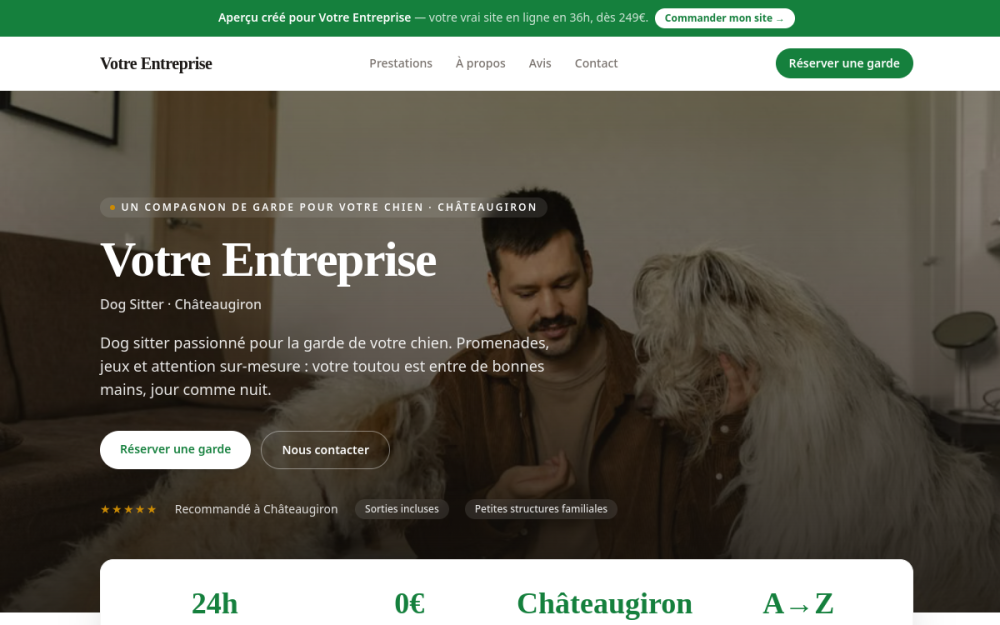 Agence digitale pour dog sitter à Châteaugiron — création de site internet dog sitter à Châteaugiron