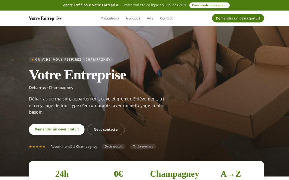 Agence digitale pour débarras à Champagney — création de site internet débarras à Champagney