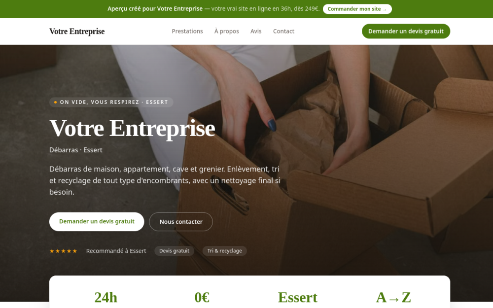 Agence digitale pour débarras à Essert — création de site internet débarras à Essert