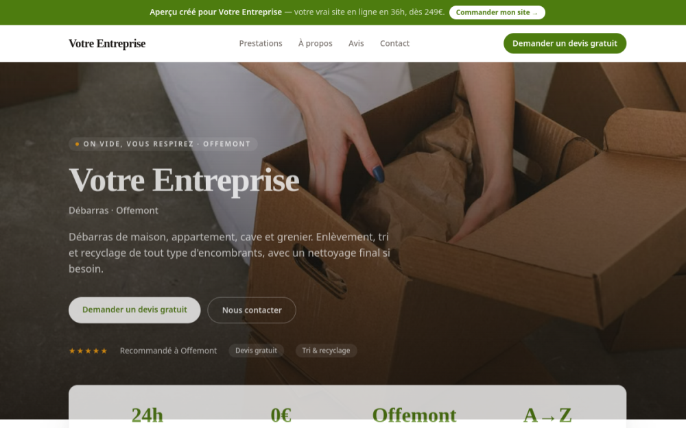 Agence digitale pour débarras à Offemont — création de site internet débarras à Offemont