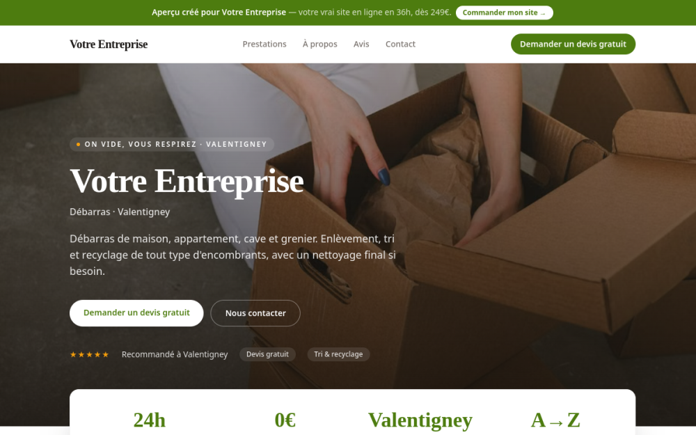 Agence digitale pour débarras à Valentigney — création de site internet débarras à Valentigney