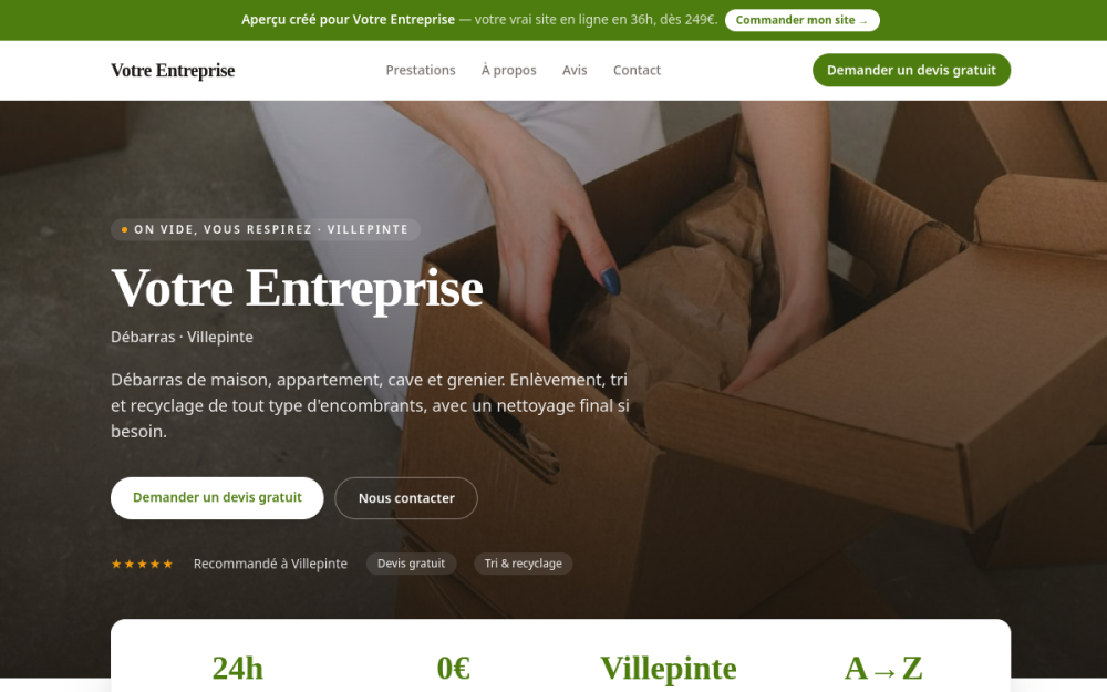 Agence digitale pour débarras à Villepinte — création de site internet débarras à Villepinte