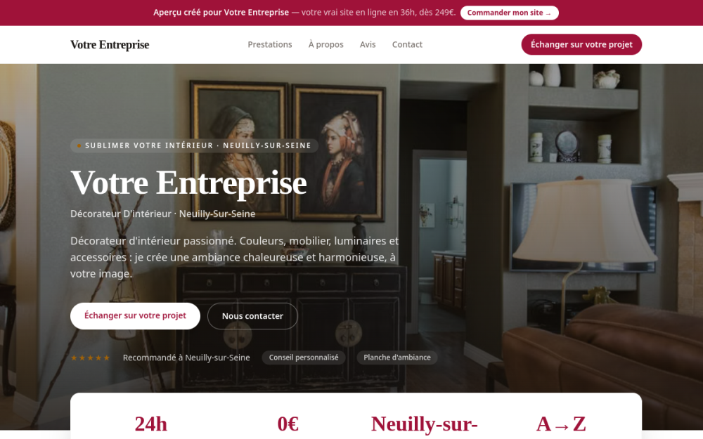 Agence digitale pour décorateur d'intérieur à Neuilly-sur-Seine — création de site internet décorateur d'intérieur à Neuilly-sur-Seine