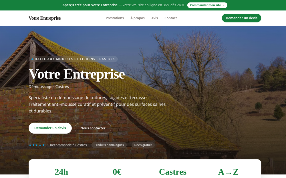 Agence digitale pour démoussage à Castres — création de site internet démoussage à Castres