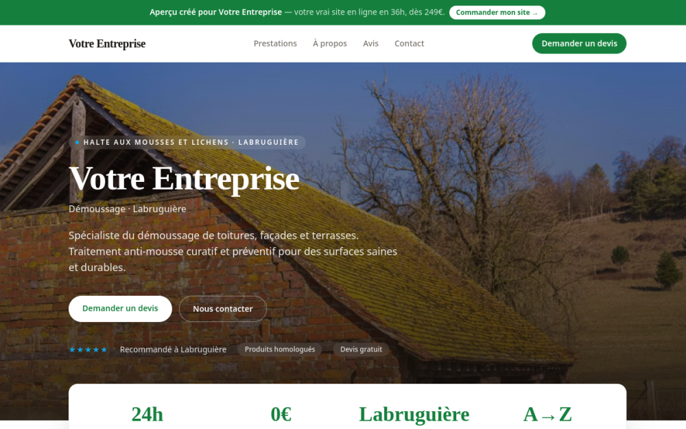 Agence digitale pour démoussage à Labruguière — création de site internet démoussage à Labruguière