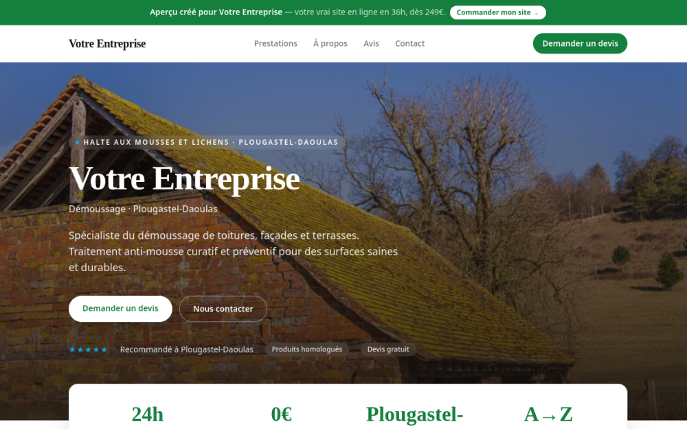 Agence digitale pour démoussage à Plougastel-Daoulas — création de site internet démoussage à Plougastel-Daoulas