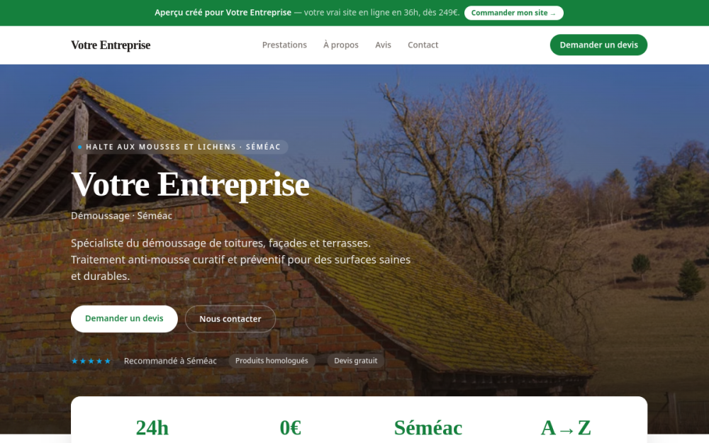 Agence digitale pour démoussage à Séméac — création de site internet démoussage à Séméac