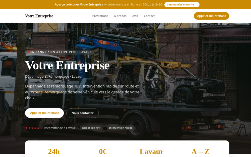 Agence digitale pour dépannage et remorquage à Lavaur — création de site internet dépannage et remorquage à Lavaur