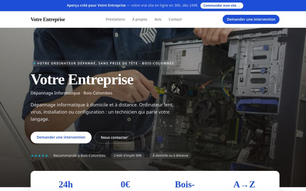 Agence digitale pour dépannage informatique à Bois-Colombes — création de site internet dépannage informatique à Bois-Colombes