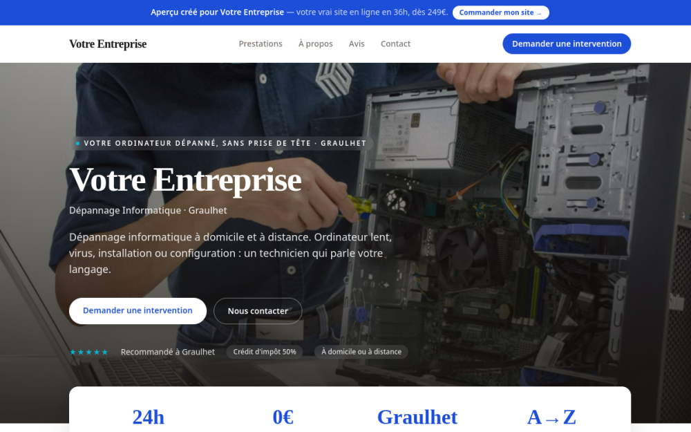Agence digitale pour dépannage informatique à Graulhet — création de site internet dépannage informatique à Graulhet