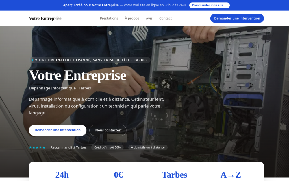 Agence digitale pour dépannage informatique à Tarbes — création de site internet dépannage informatique à Tarbes