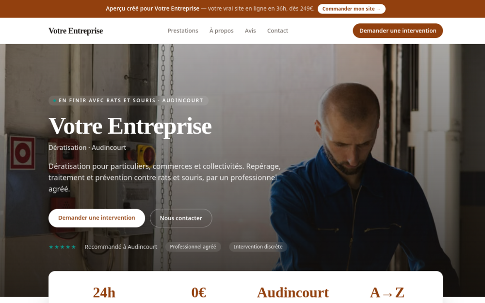 Agence digitale pour dératisation à Audincourt — création de site internet dératisation à Audincourt