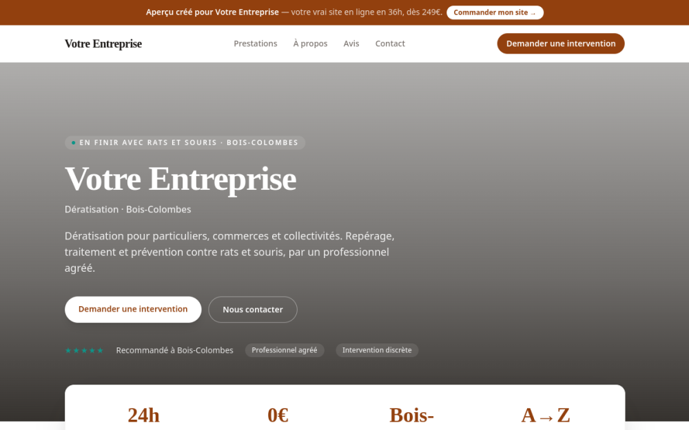 Agence digitale pour dératisation à Bois-Colombes — création de site internet dératisation à Bois-Colombes