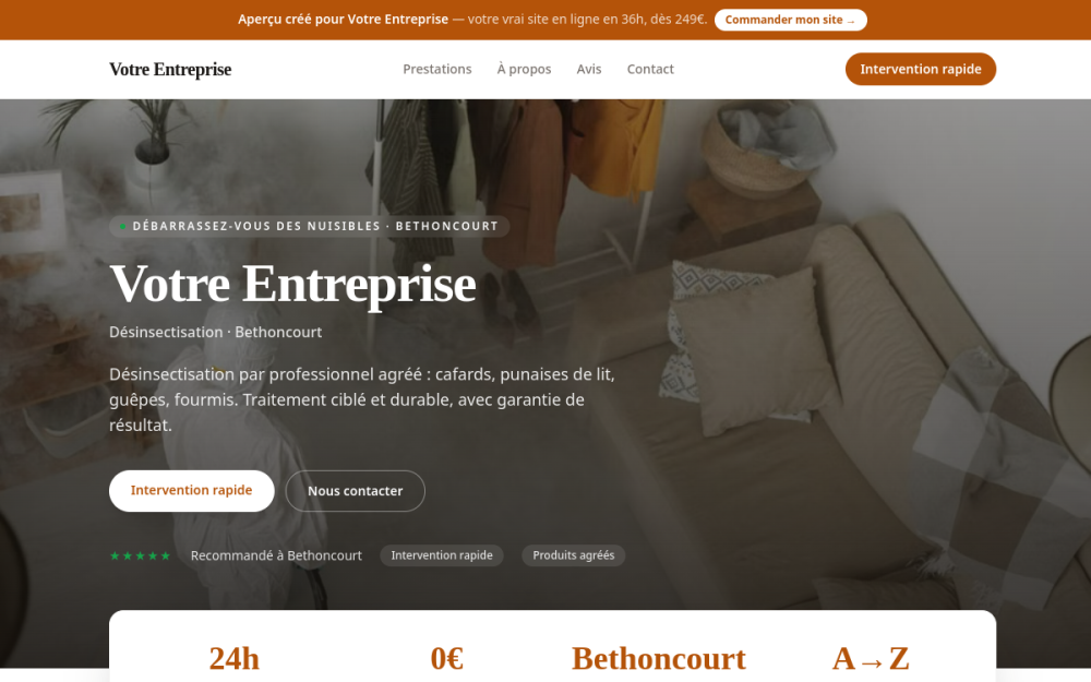 Agence digitale pour désinsectisation à Bethoncourt — création de site internet désinsectisation à Bethoncourt