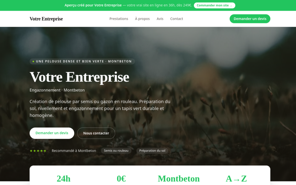 Agence digitale pour engazonnement à Montbeton — création de site internet engazonnement à Montbeton