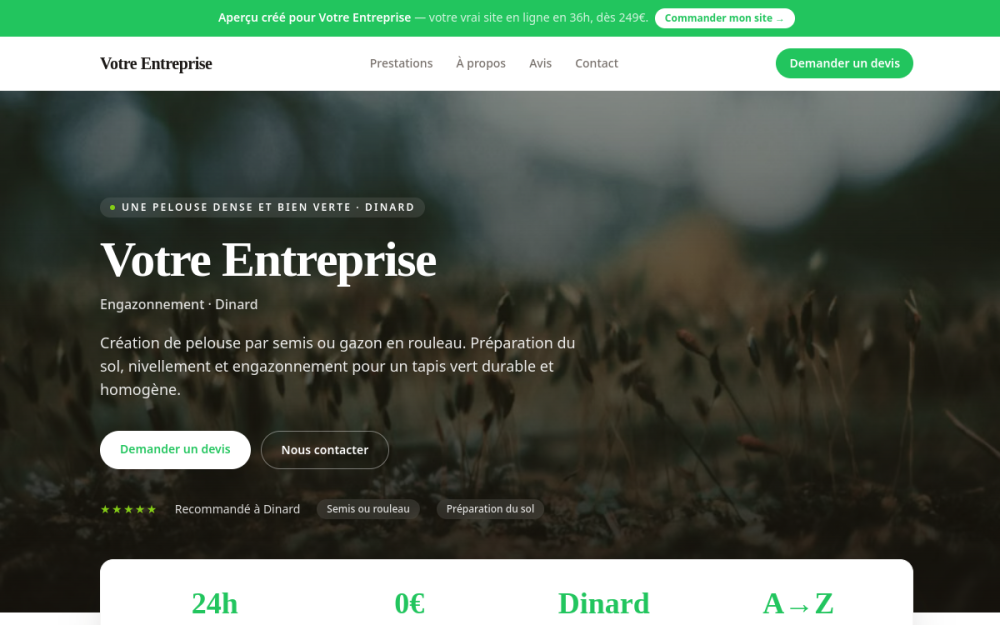 Agence digitale pour engazonnement à Dinard — création de site internet engazonnement à Dinard